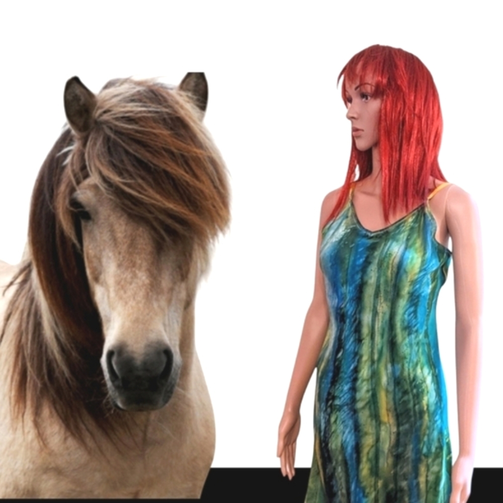 Handpainted Charmeuse satin Dress. Original. One of a kind Art Boho - Picture 15 of 15